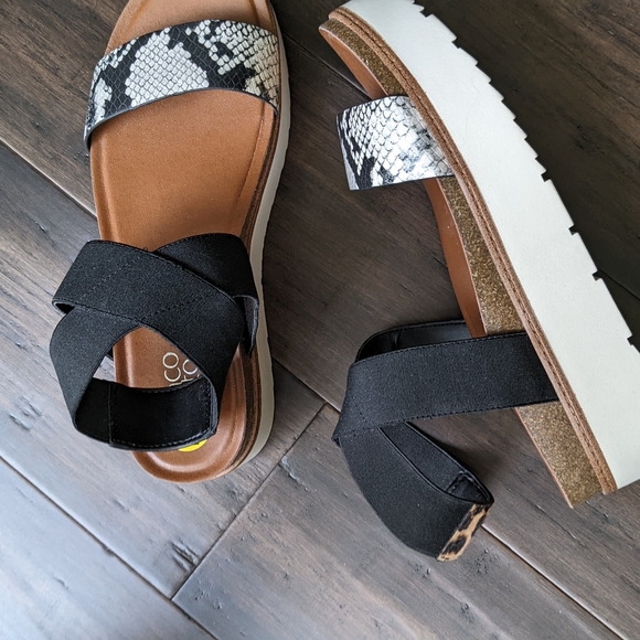 Franco Sarto Cowhide & Snake Print Platform Sandals - Picture 6 of 6